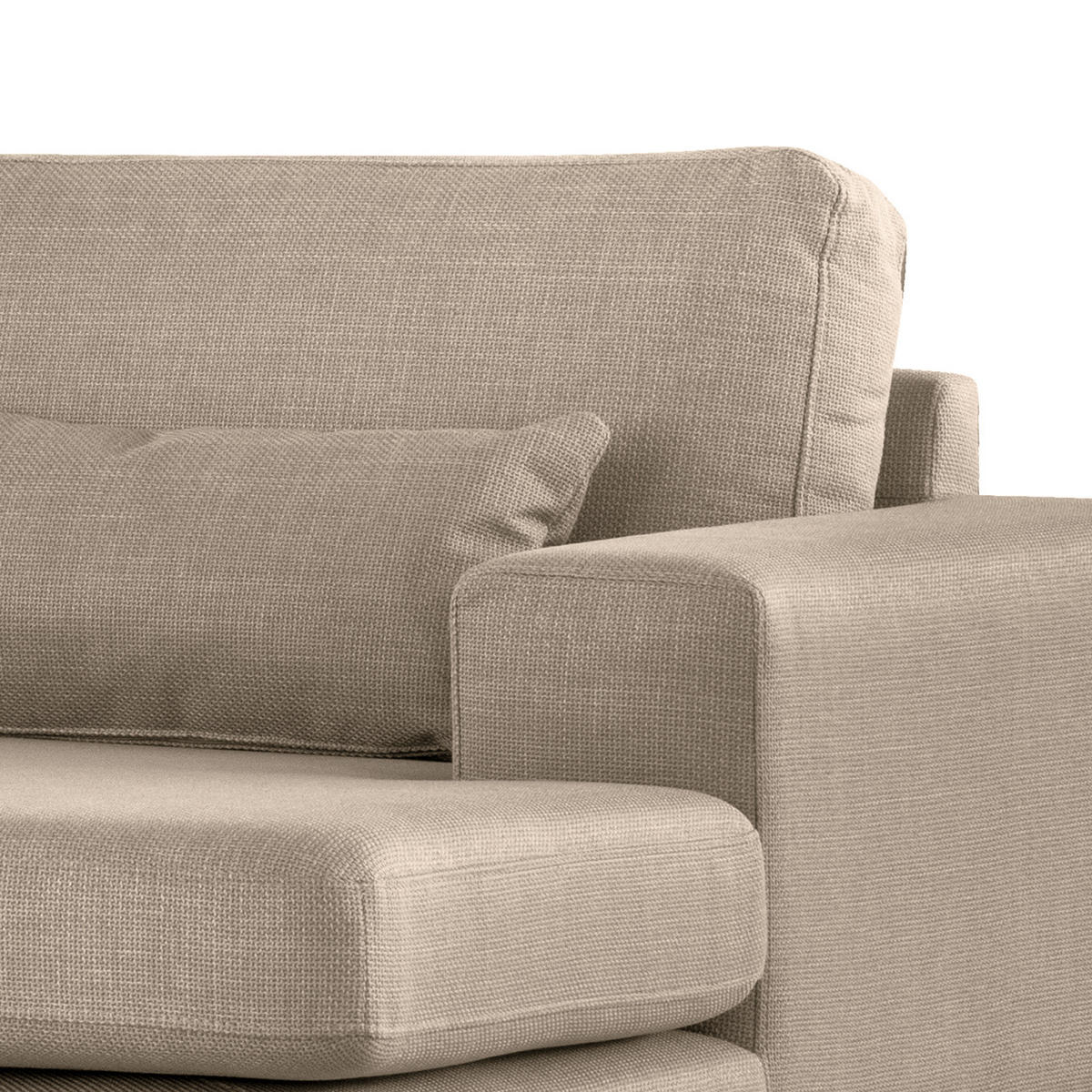 ECKSOFA mit Longchair - Taupe/Eichefarben, Eichenholz/Textil (281/153cm) - home24