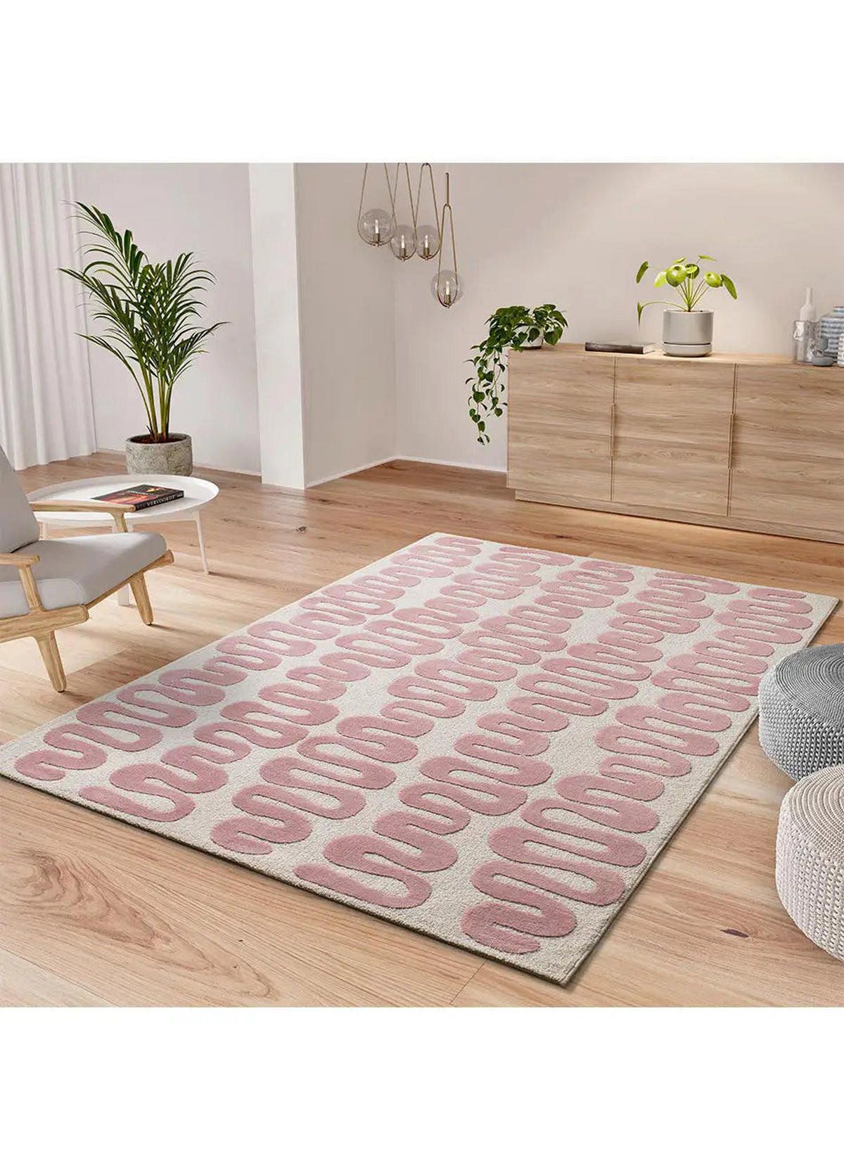 KURZFLORTEPPICH Rosa Flashy 160/230 cm - Pink/Weiß, Naturmaterialien/Textil (160/230cm) - Atticgo