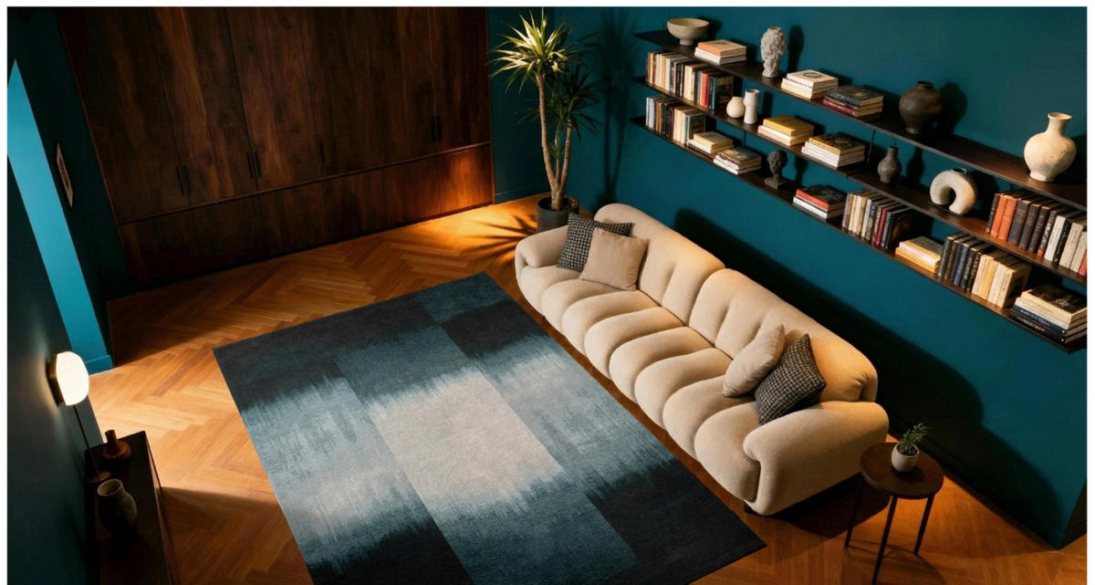 TEPPICH modern Flachgewebe NAGOYA Blau 140x200 cm Blau 140 x 200 cm - Blau, Textil (140/200cm) - Novatrend