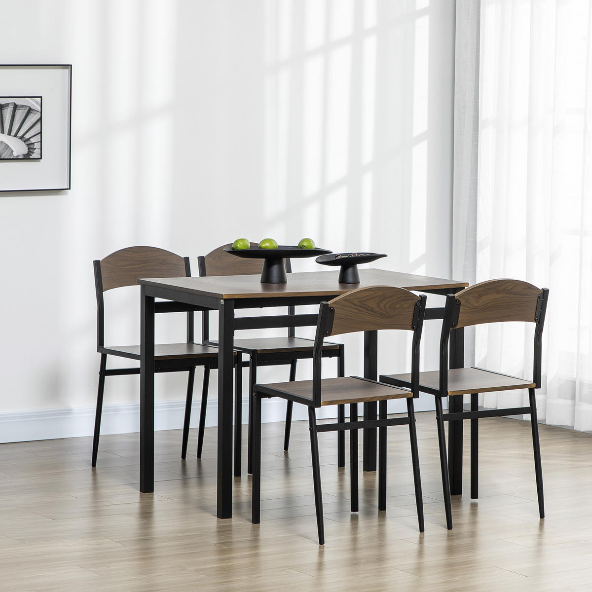 ESSZIMMER-SET, rechteckig 100×63cm 5-teilig, natur - Braun, Holzwerkstoff (63/76.5/100cm) - Vallsero