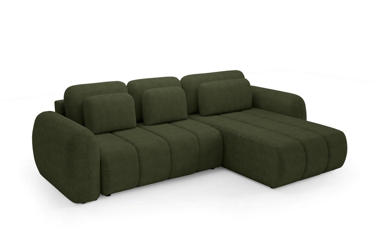 ECKSOFA mit Schlaffunktion Premium Grün - Schwarz/Grün, Holz/Holzwerkstoff (304/190cm) - Furnisell