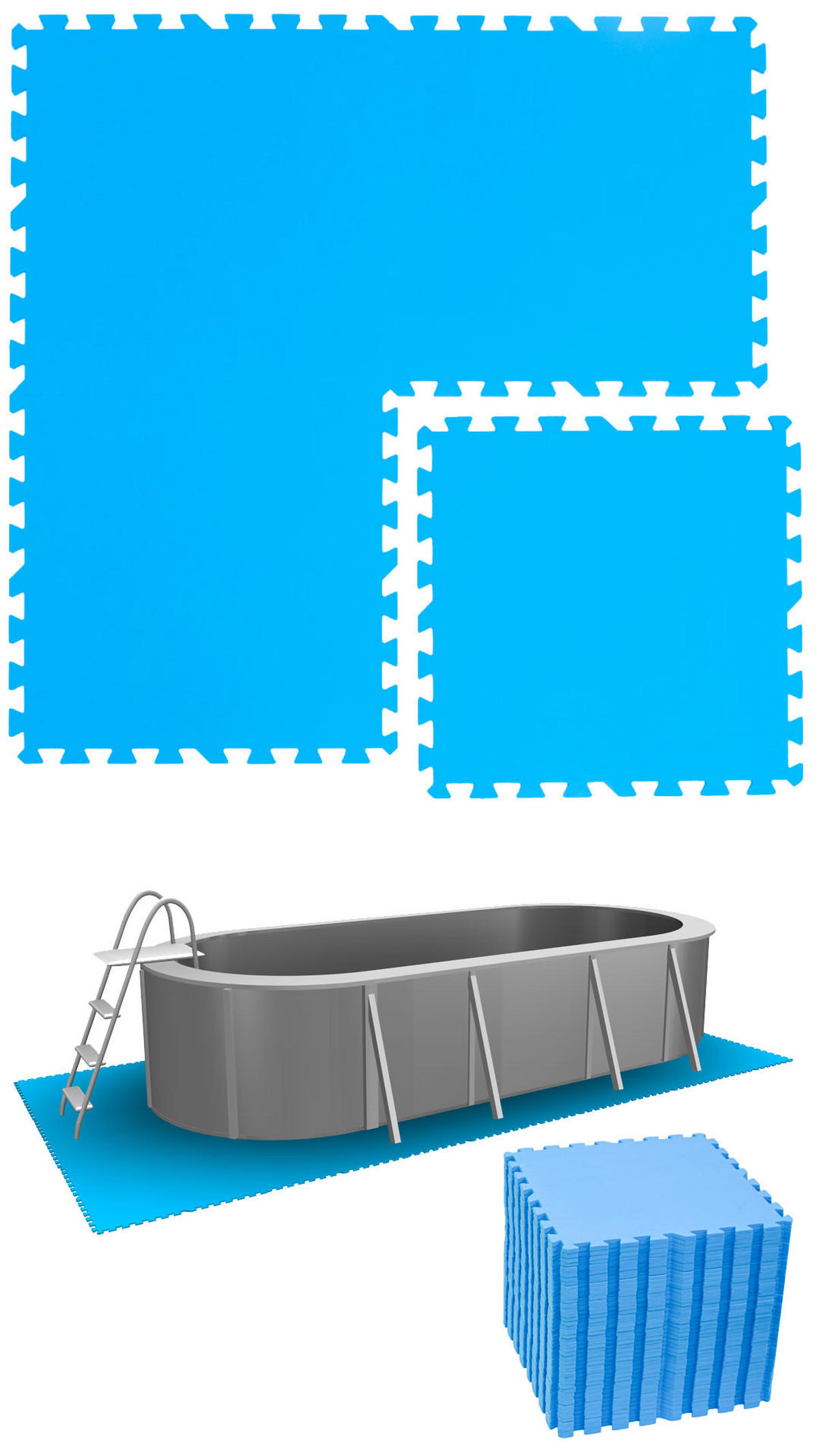 POOLMATTEN 10,3m² 44 EVA Matten 50 cm Blau - Blau, Kunststoff (50/50cm) - eyepower