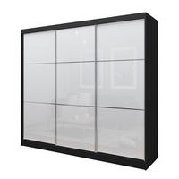 ŠATNÍ SKŘÍŇ S POSUVNÝMI DVEŘMI VITALE, 240/216/61 cm 3dveřová, černá - bílá/černá, kompozitní dřevo (240/216/61cm) - MASSENO