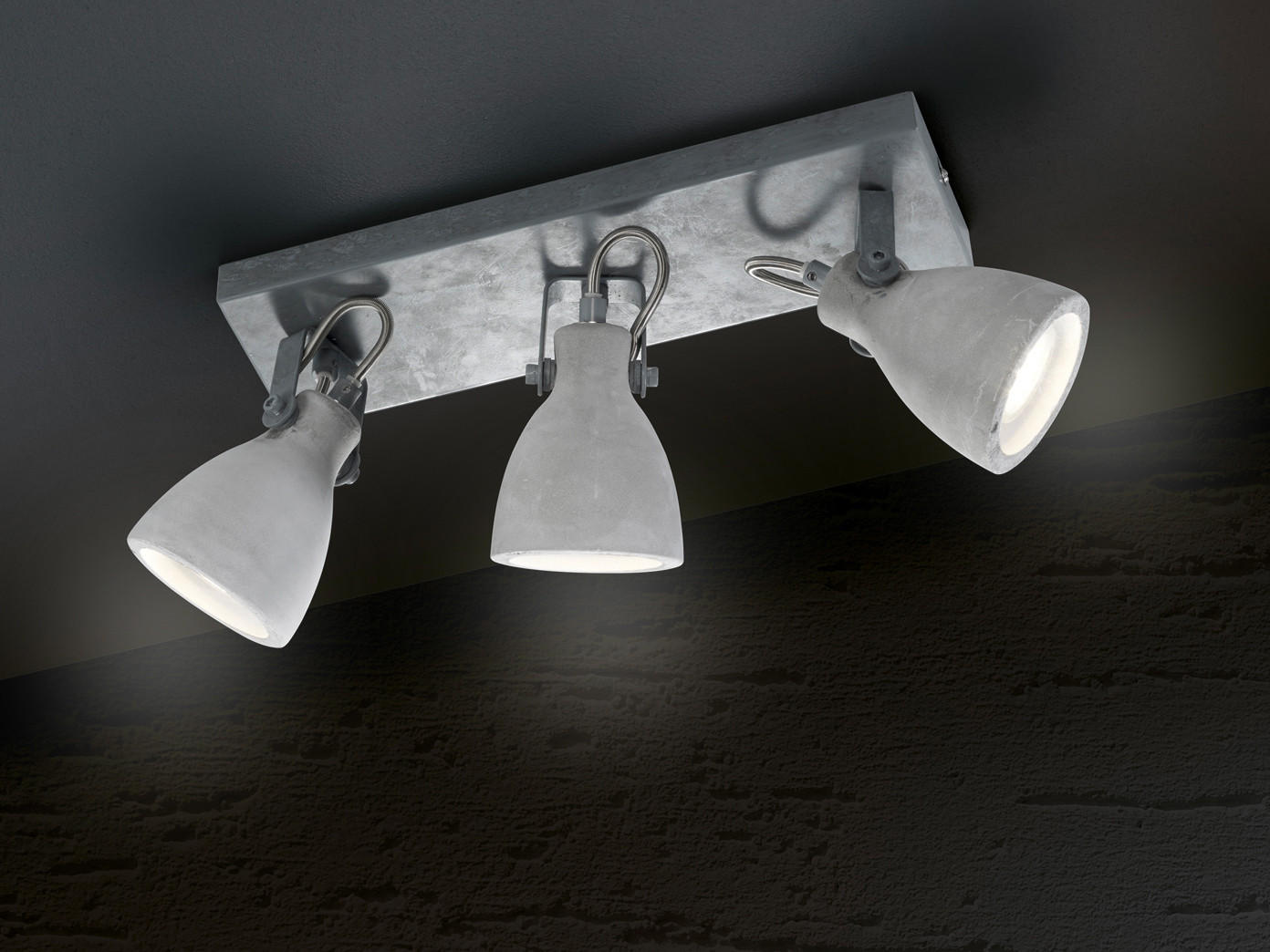 LED-DECKENSTRAHLER Breite 35cm, Beton - Grau, Naturmaterialien/Metall (10/35/18cm) - meineWunschleuchte