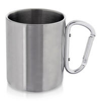 EDELSTAHL-REISEBECHER KARABINER, Edelstahl, silber, 350 ml - Weiß, Metall (0.35L) - Orion 