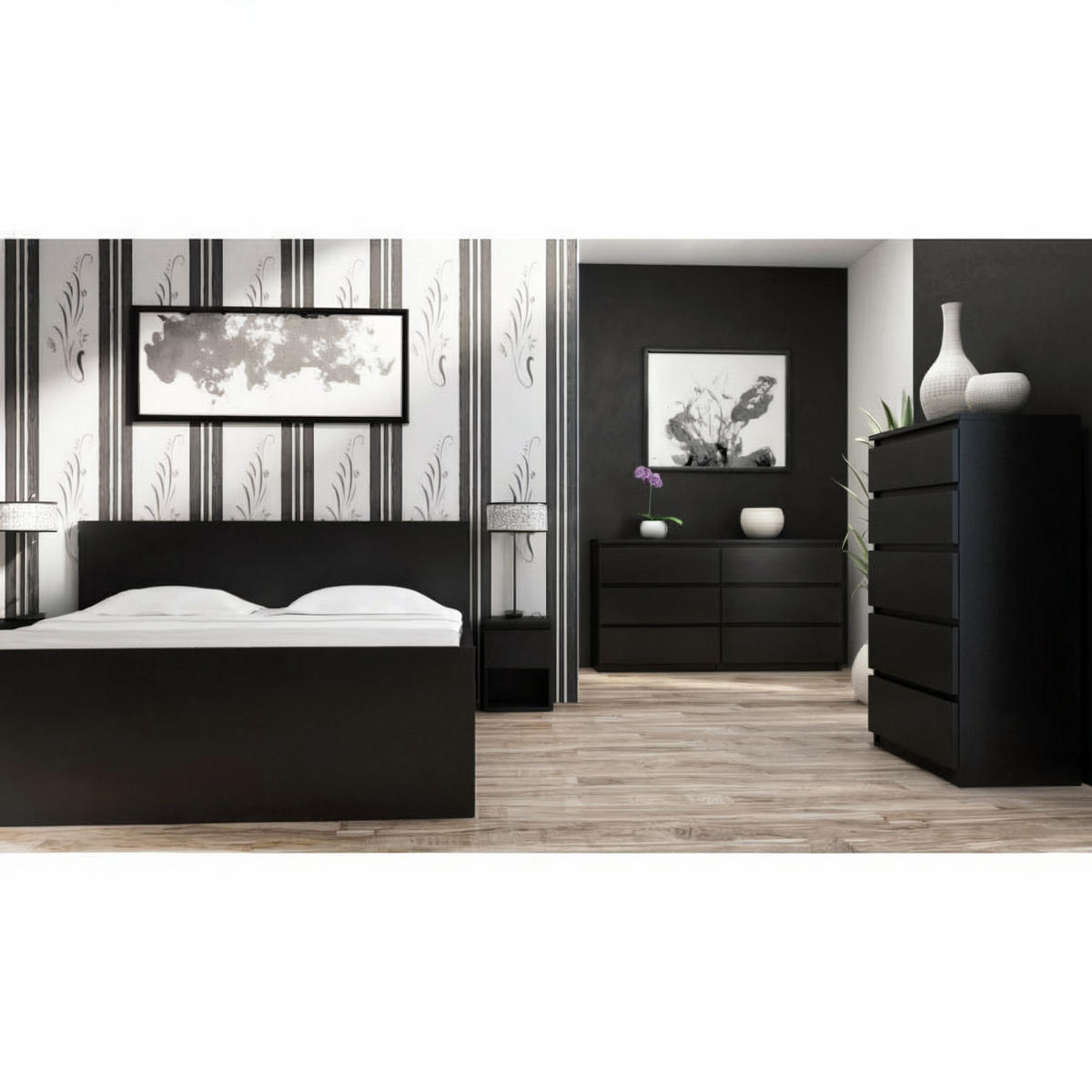 KOMMODE bella6 140 Schwarz mat - Schwarz, Holzwerkstoff (140/76/35cm) - roe furniture