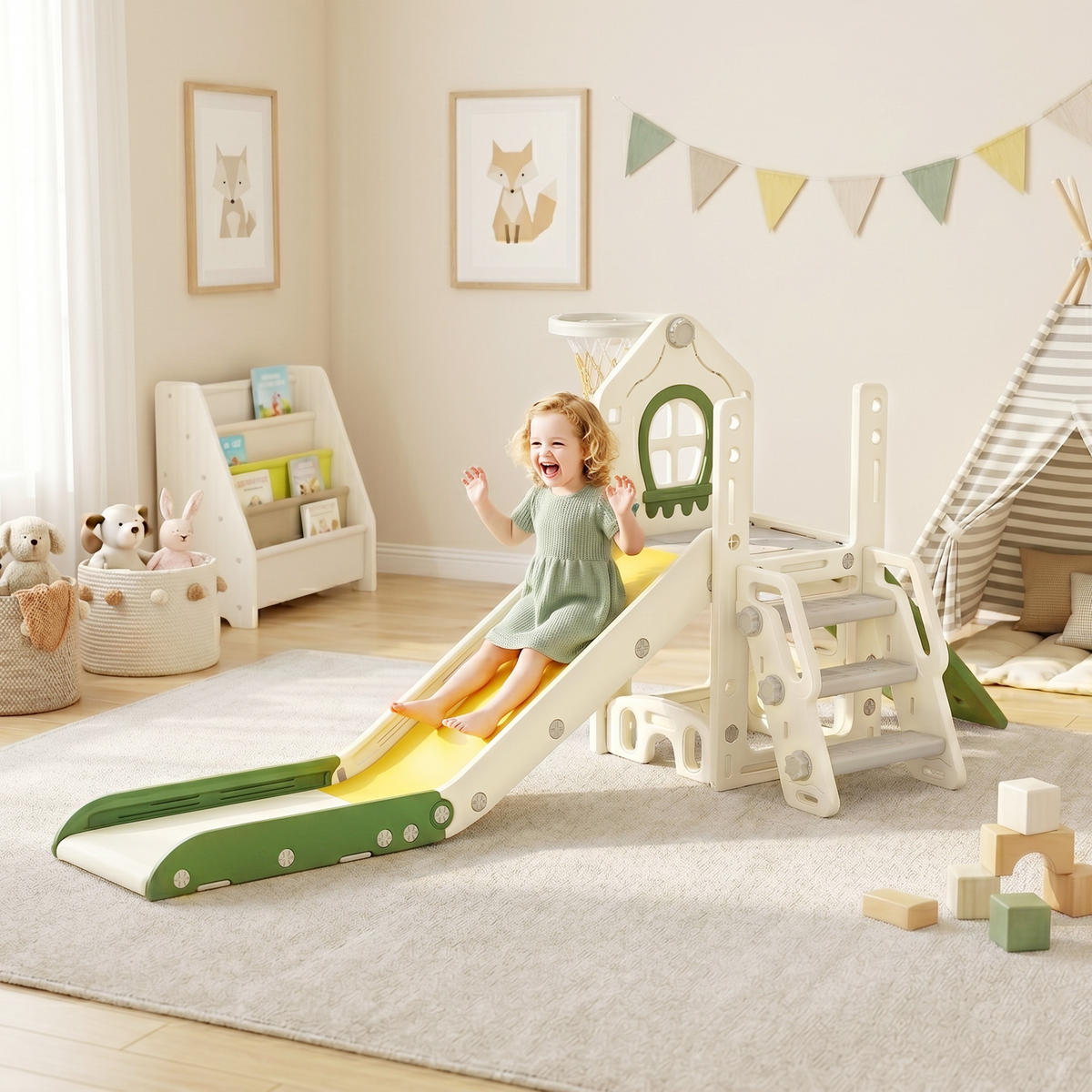 KINDER-RUTSCHE HDPE Cremeweiß - Creme, Kunststoff (100/84/191cm) - AIYAPLAY
