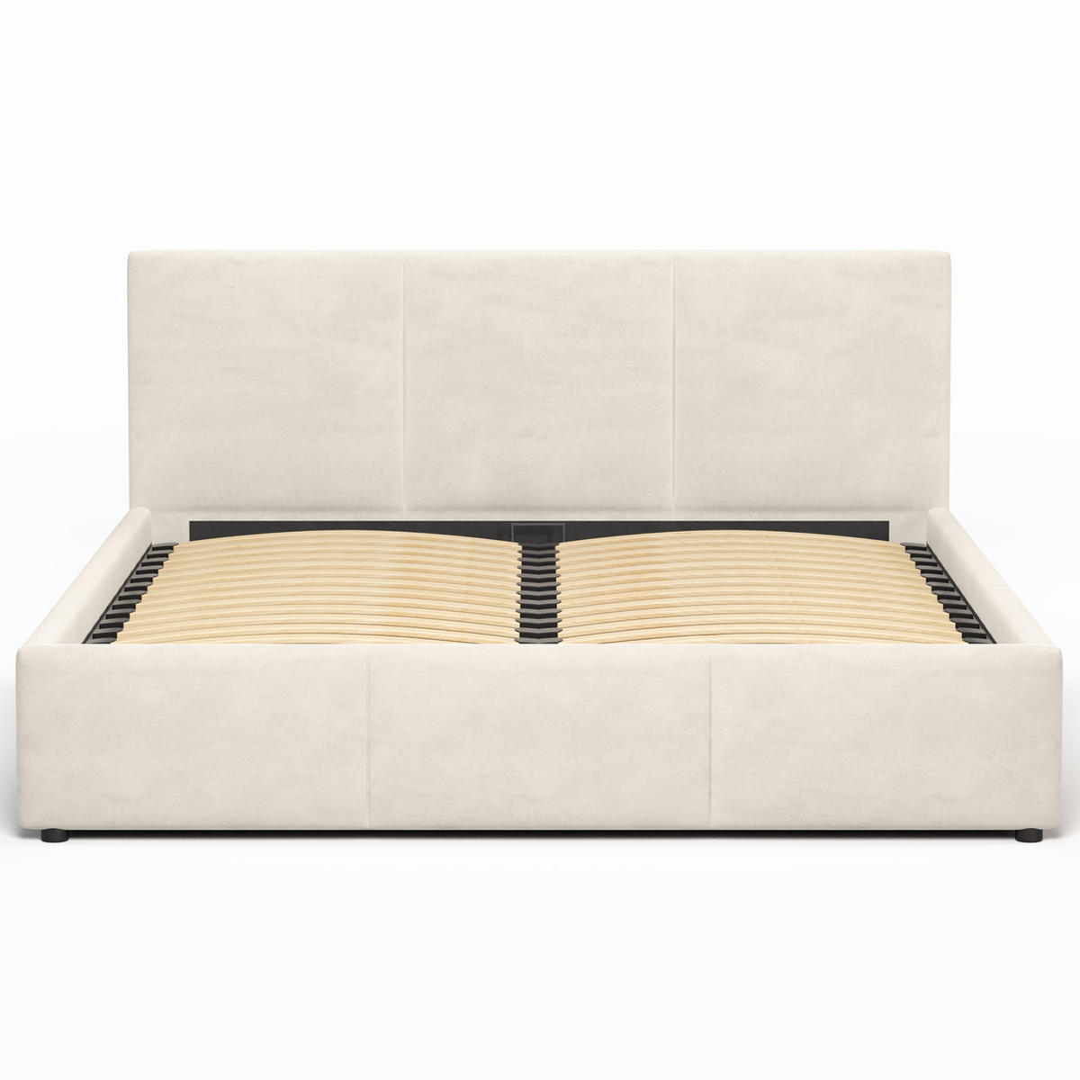 POLSTERBETT 160×200 cm mit Bettkasten und Lattenrost Nela HLR-1 Beige Velours - Beige, Holz/Textil (160/200cm) - Jana