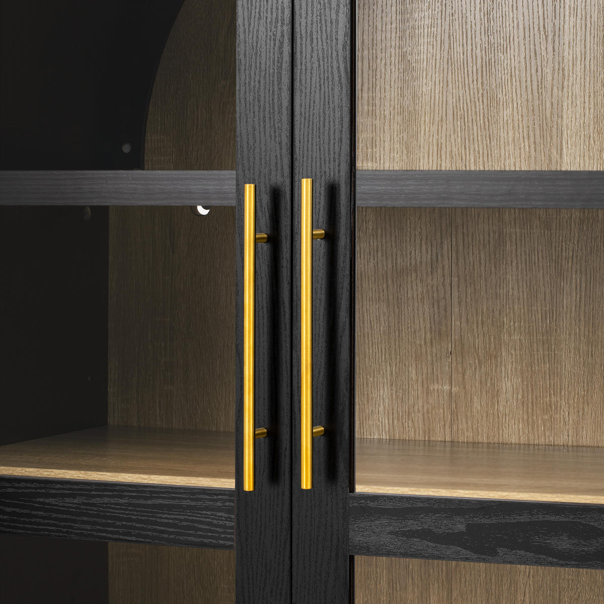 HIGHBOARD mit Riffelglas & Schubladen 180cm - Schwarz, Holzwerkstoff (76/180/40cm) - Urban Meuble
