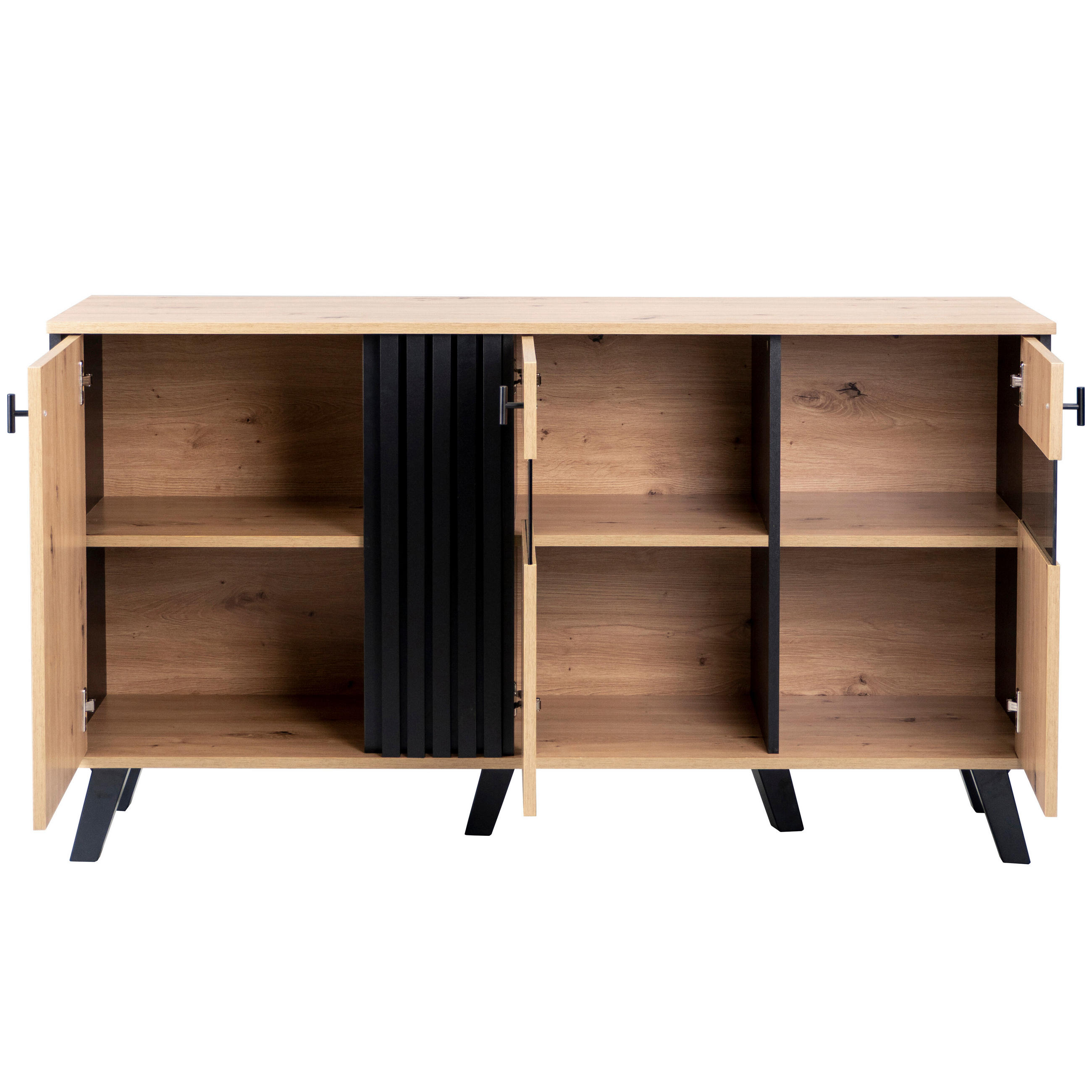 SIDEBOARD Schwarz 140/78/41 cm - Schwarz, Holzwerkstoff/Metall (78/41/140cm) - Urban Meuble