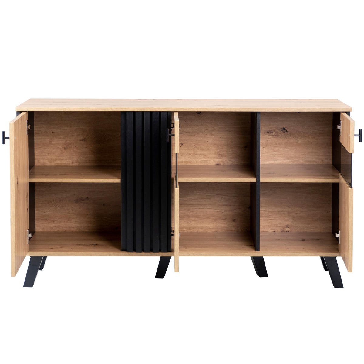 SIDEBOARD Schwarz 140/78/41 cm - Schwarz, Holzwerkstoff/Metall (78/41/140cm) - Urban Meuble