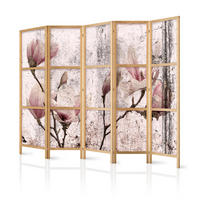 PARAVENT Japanischer 5-tlg 225x172 cm Magnolien Vintage - Beige, Holz/Textil (225/172/3cm) - Muralo