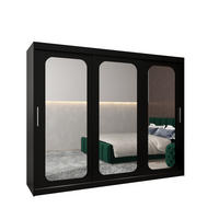 SCHWEBETÜRENSCHRANK 200/250/62 3-türig - Silberfarben/Schwarz, Holz/Kunststoff (250/200/62cm) - MÖBEL KRYSPOL