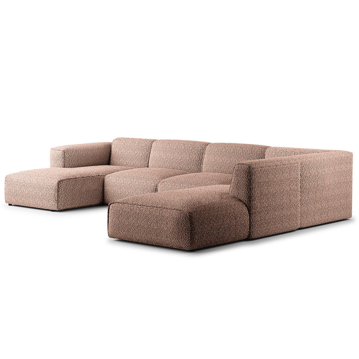 WOHNLANDSCHAFT mit Longchair - Mauve/Schwarz, Kunststoff/Textil (325/71/235cm) - home24