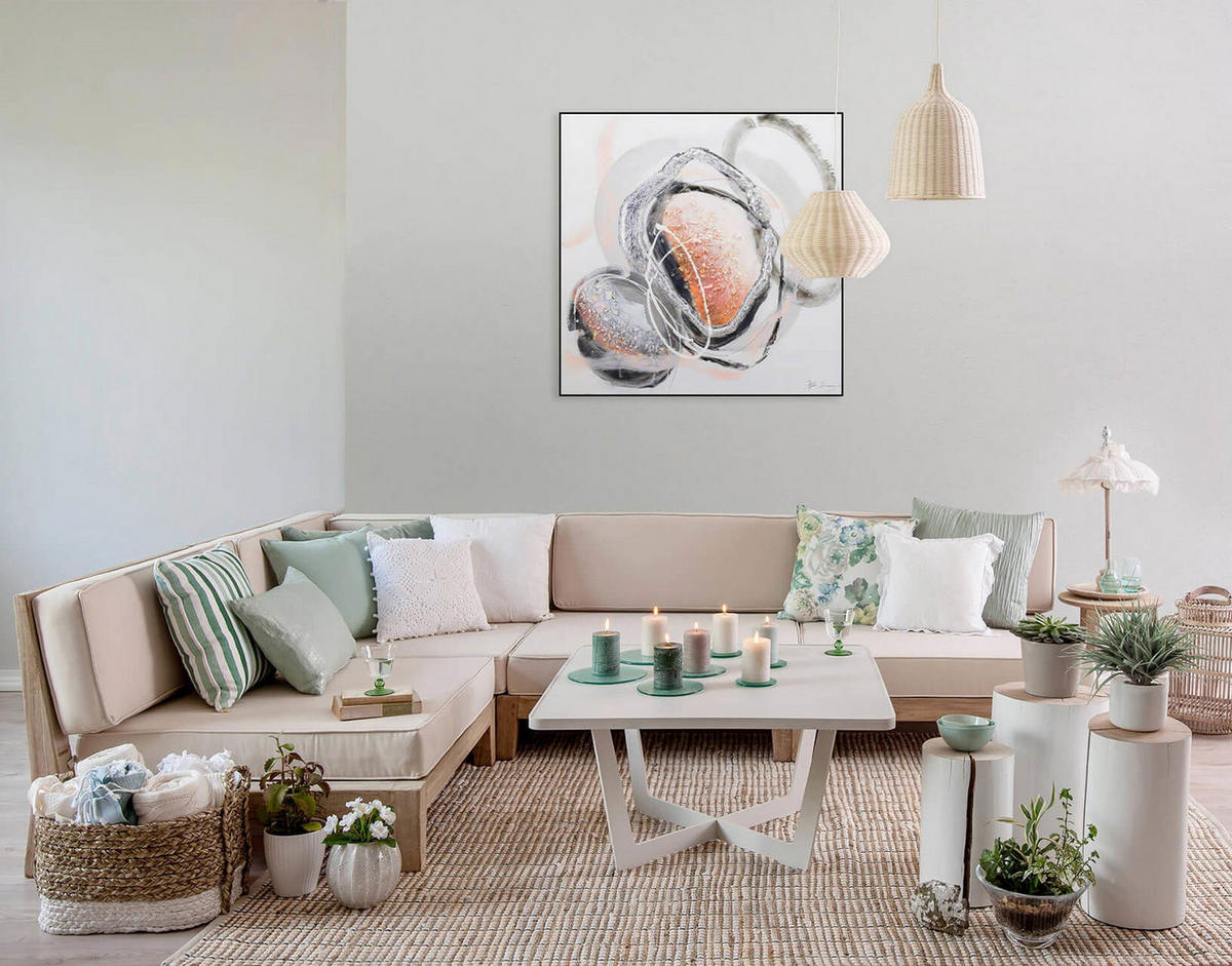 ACRYLBILD HANDGEMALT 80/80 cm - Rot/Schwarz, Holz/Textil (1.48/80cm) - KUNSTLOFT