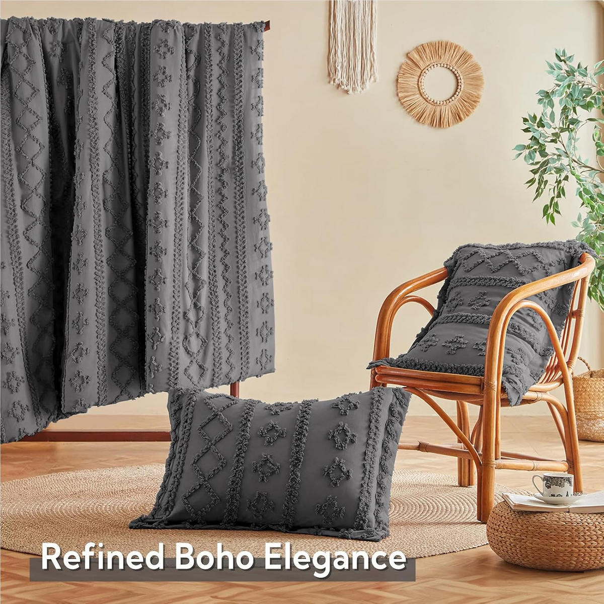 BETTBEZUG (200 x 230 cm) + zwei Kissenbezüge (51 x 76 cm) – Grau - Grau, Textil (230/200cm)