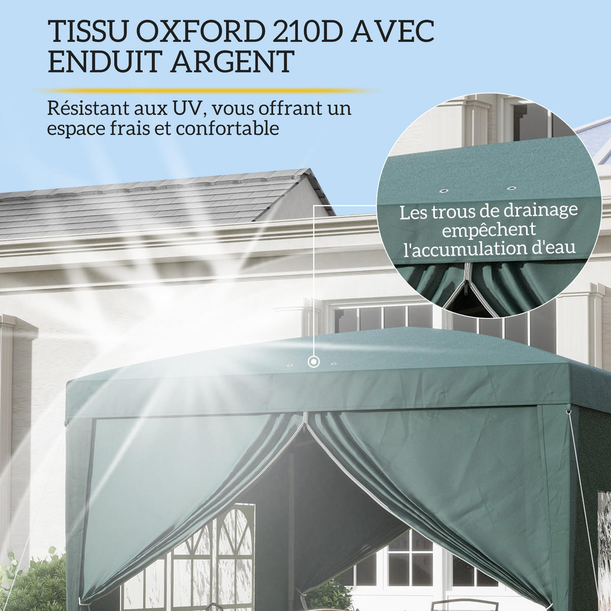 PAVILLON DE-13953 3/3 m mit Fenstern Grün - Grün, Textil (295/258/295cm) - ComfortXL