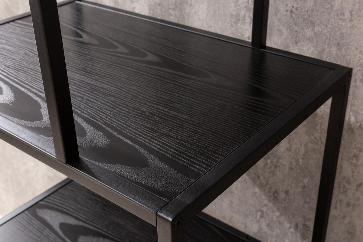 STANDREGAL SLIM LINE Schichtholz Schwarz 185 cm - Schwarz, Holzwerkstoff/Metall (77/185/35cm) - riess-ambiente