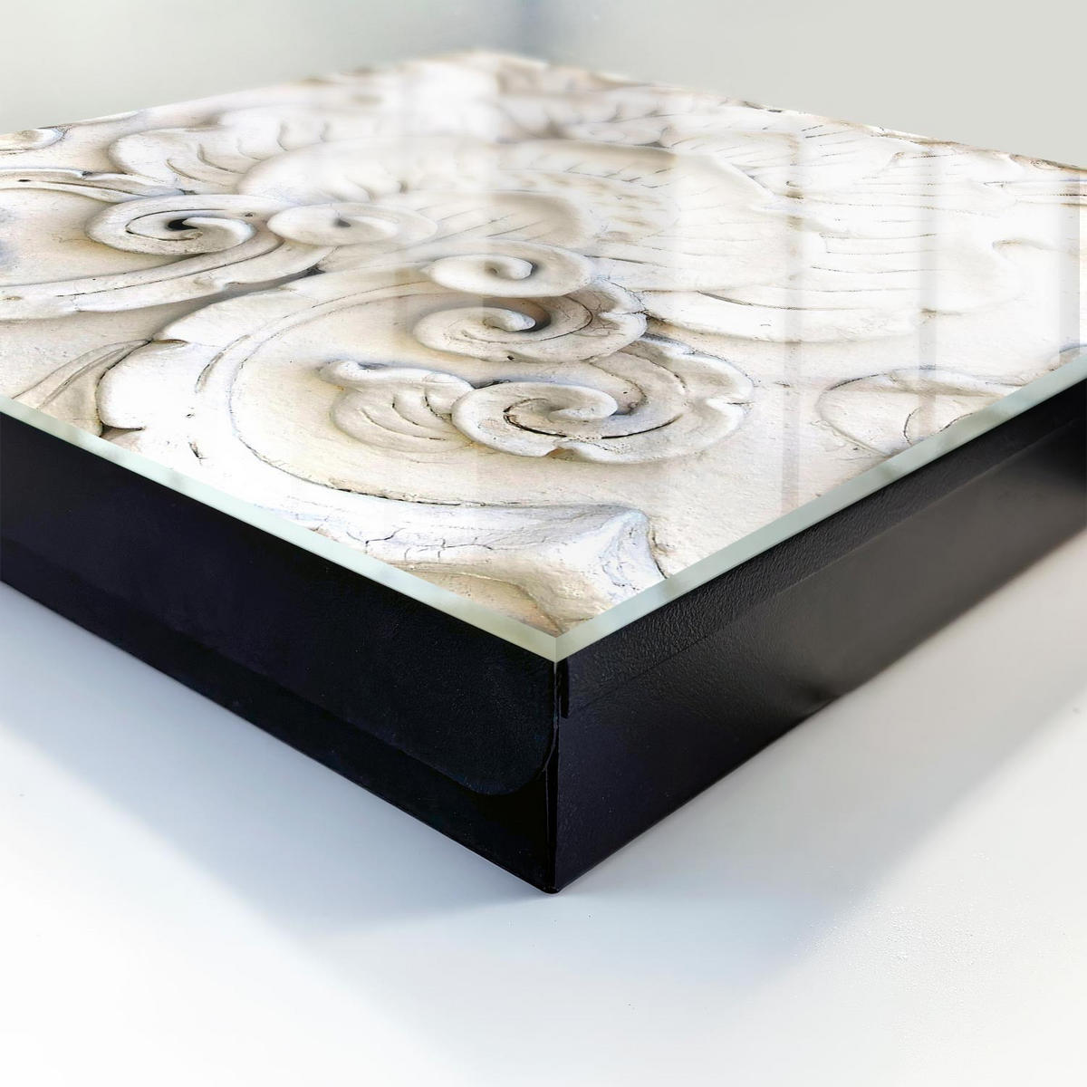 SCHLÜSSELBOX Schwarz 30x30 cm- Türöffnung nach rechts - Blumenschmuck - Weiß, Metall (30/30/5cm) - TULUP