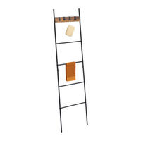 HANDTUCHLEITER - Schwarz, Holzwerkstoff/Kunststoff (44/160.5/1.5cm) - Relaxdays