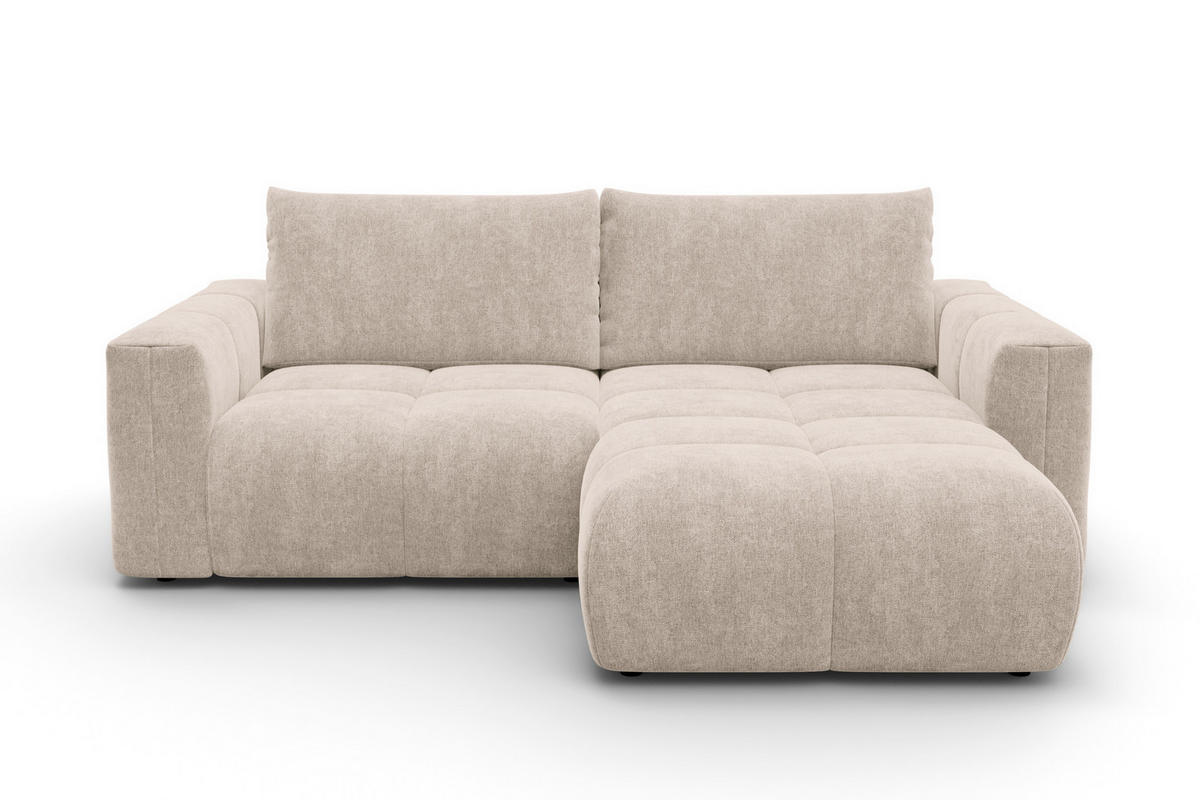 ECKSOFA VERONA 3-Sitzer rechts, Beige - Beige/Schwarz, Holz/Textil (224/173cm) - Courtois Laville