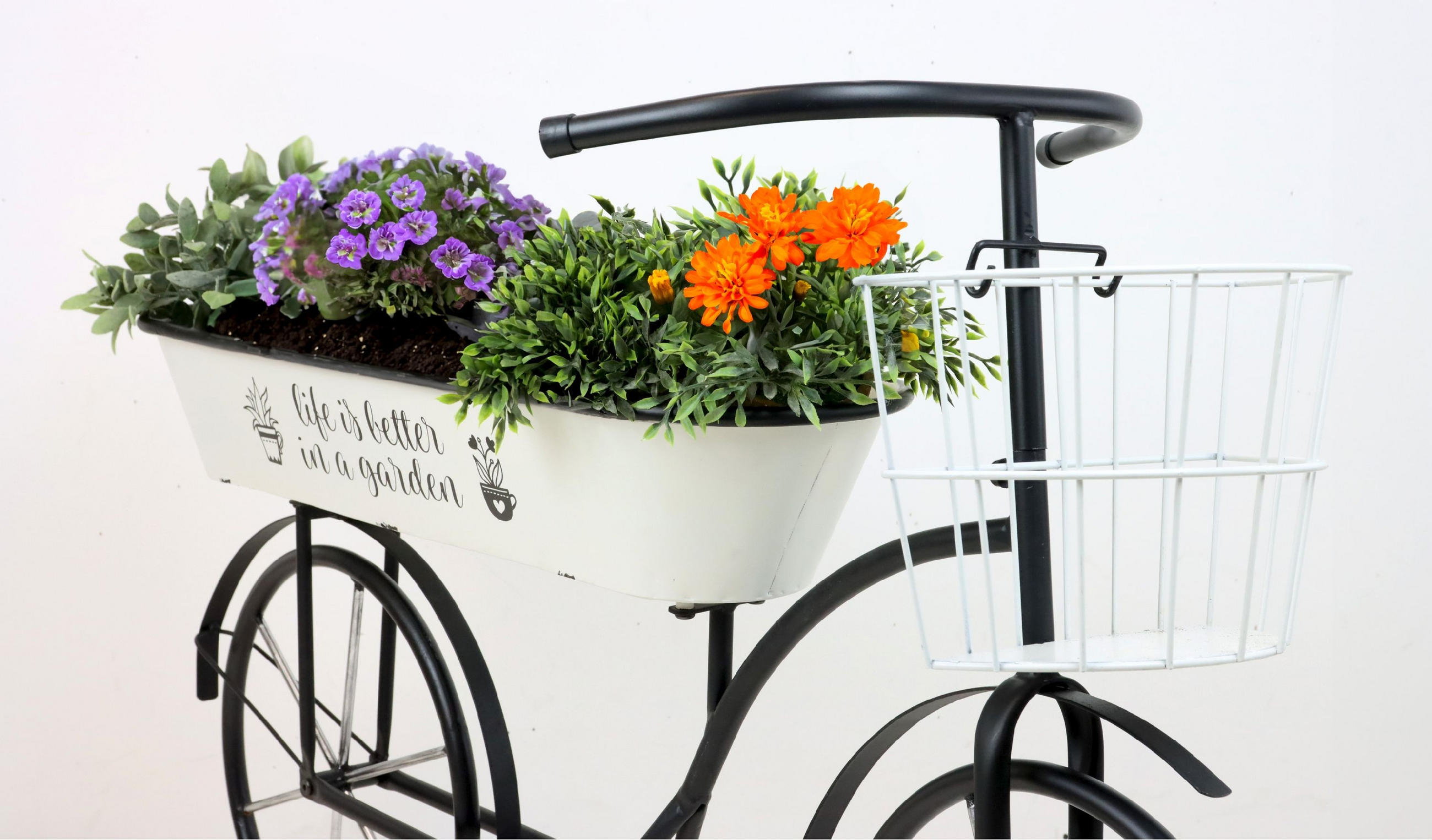 FLOWERBIKE Jardin schwarz - Schwarz, Metall (100/63/35cm) - FURNARO