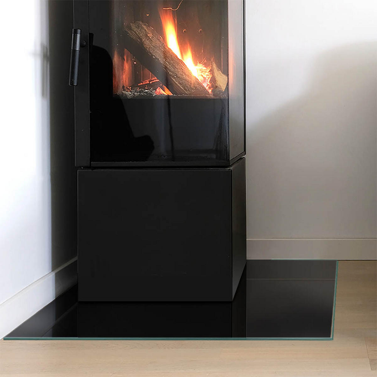 GLASPLATTE für Kamin 60x60 cm Schwarz - Schwarz, Glas (60/60/0.4cm) - ArtPrintCave