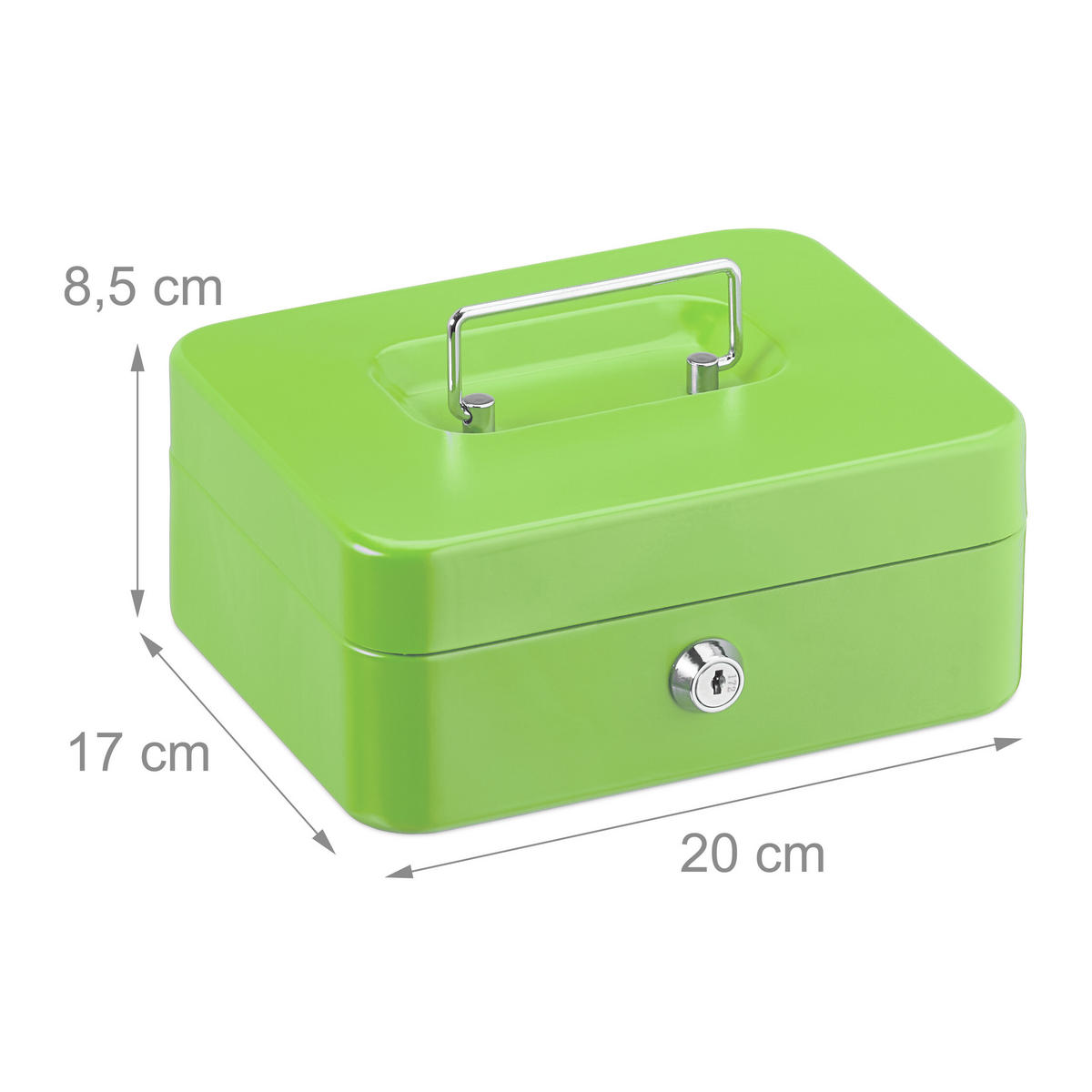 POKLADŇA - zelená, kov/plast (20/8.5/17cm) - Relaxdays