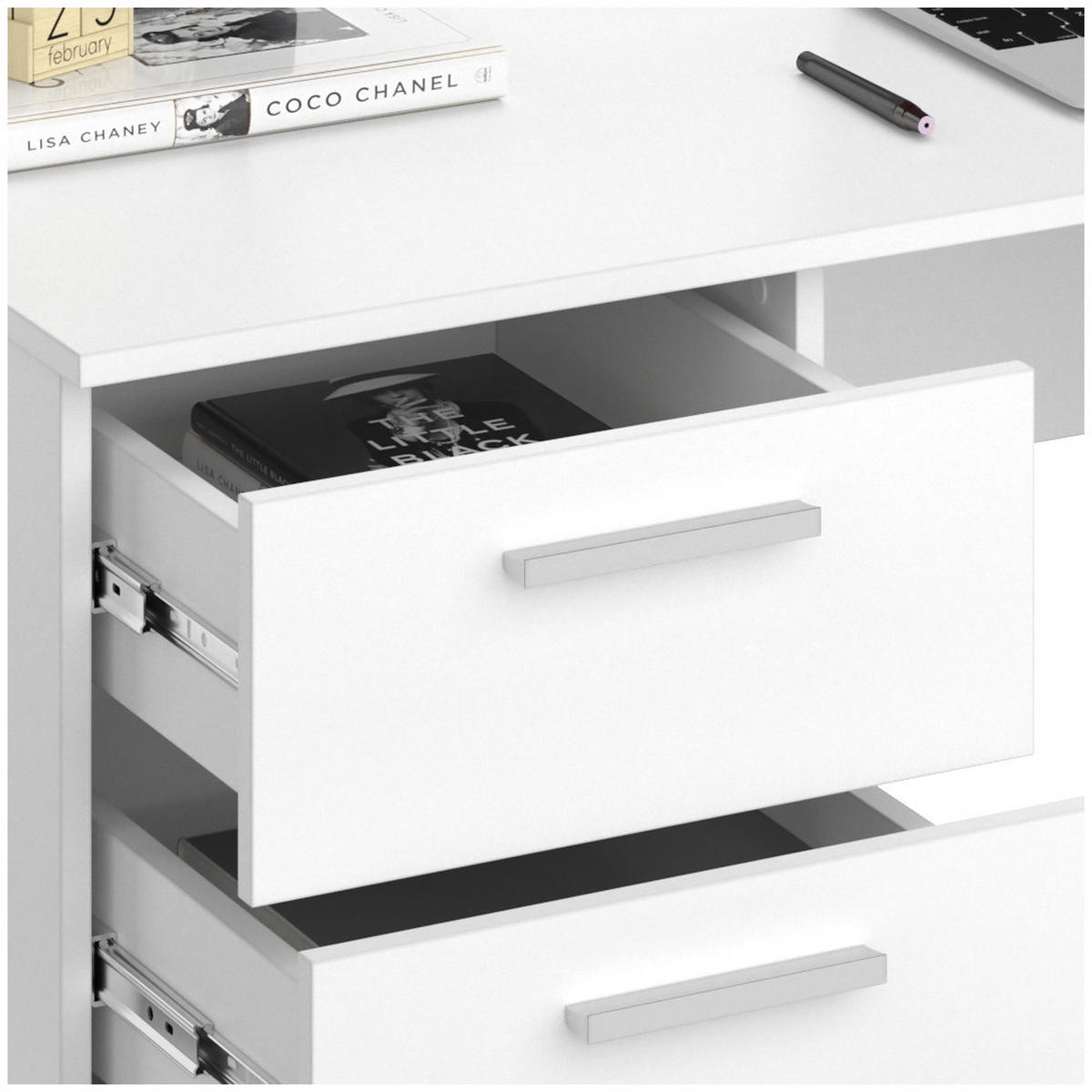SCHREIBTISCH Nico Weiß 137 x 60 cm - Weiß, Holzwerkstoff (60/137/76.3cm) - Vicco