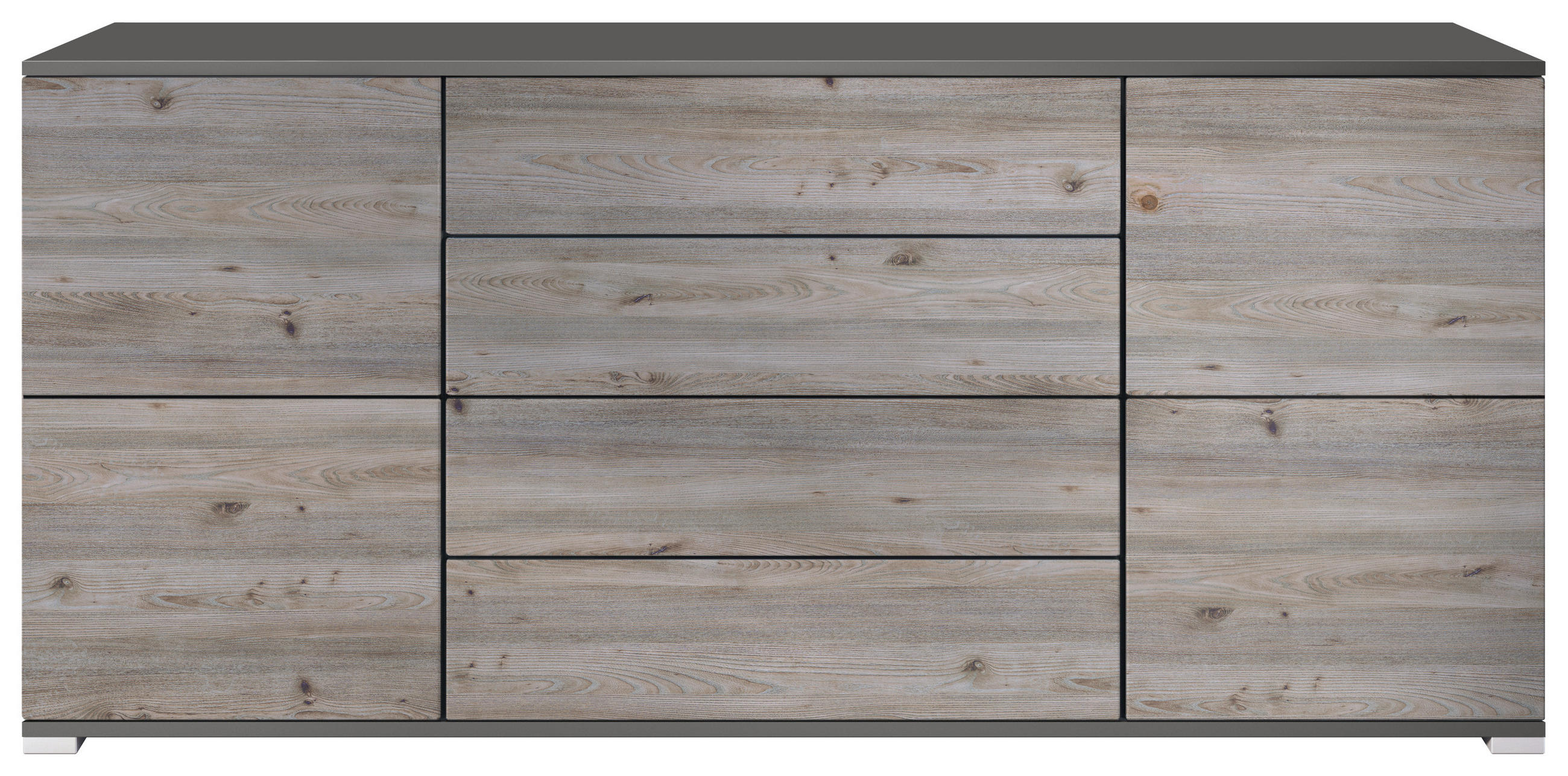 SIDEBOARD Rova Eiche Nordic - Silbereichenfarben, Holzwerkstoff (166.5/75.5/35cm) - Vladon