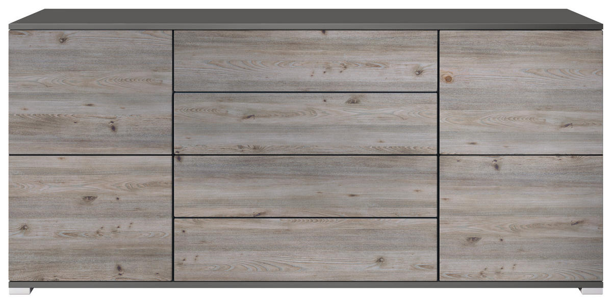 SIDEBOARD Rova Eiche Nordic - Silbereichenfarben, Holzwerkstoff (166.5/75.5/35cm) - Vladon