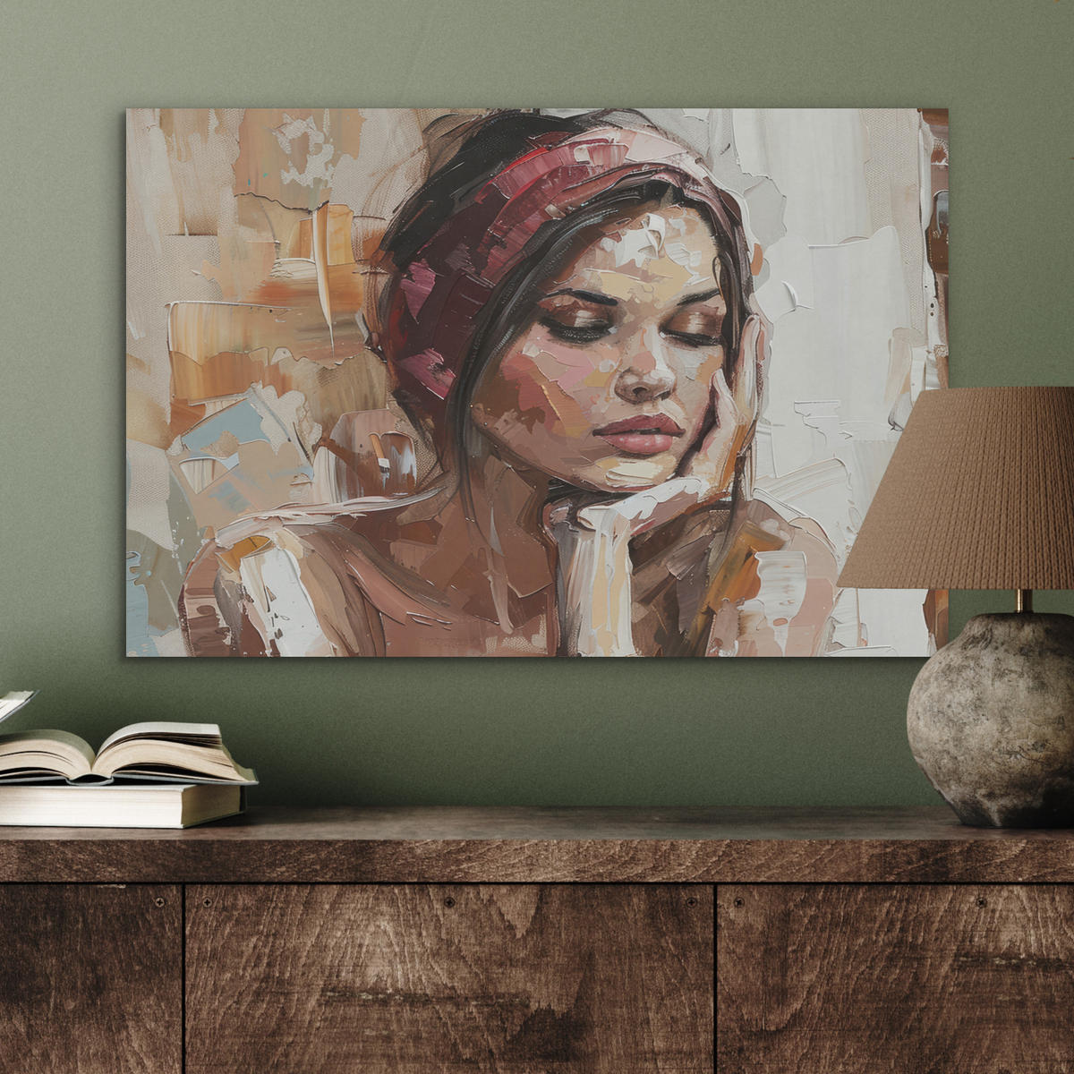 AKUSTIKBILD Frau - Lackierung - Porträt - Modern Wanddeko 70x50 cm - Altrosa, Kunststoff (70/50/0.9cm) - MuchoWow