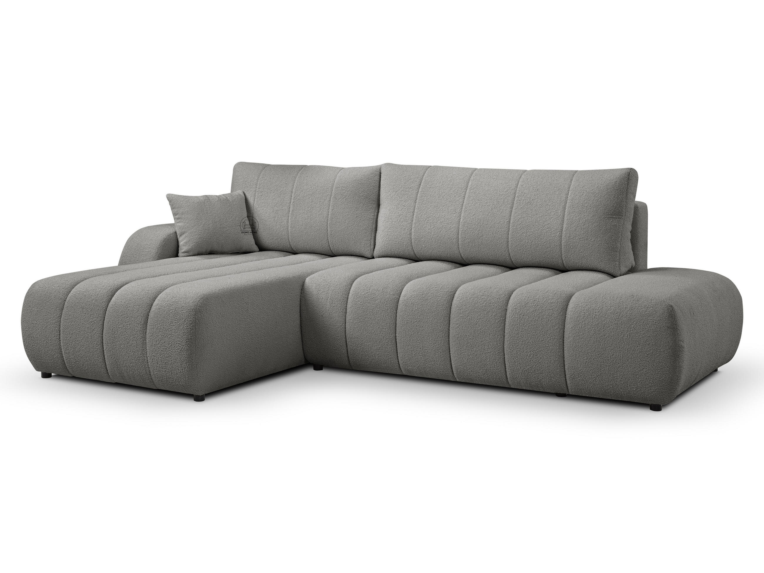 ECKSOFA BALOO L-förm, Schlaffunktion, hohe Funktionalität, komfortable Sitzfläche, lose Rückenkissen, freistehend, LINKS 176x276x88 cm Grey - Grau, Holz/Textil (176/276cm) - DomoHome
