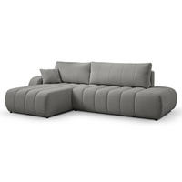 ECKSOFA BALOO L-förm, Schlaffunktion, hohe Funktionalität, komfortable Sitzfläche, lose Rückenkissen, freistehend, LINKS 176x276x88 cm Grey - Grau, Holz/Textil (176/276cm) - DomoHome