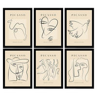 POSTER Set Mit 6 Illustrationen Von Pablo Picasso Frieden A3 Schwarzer Rahmen - Schwarz, Papier (29/3cm) - Nacnic