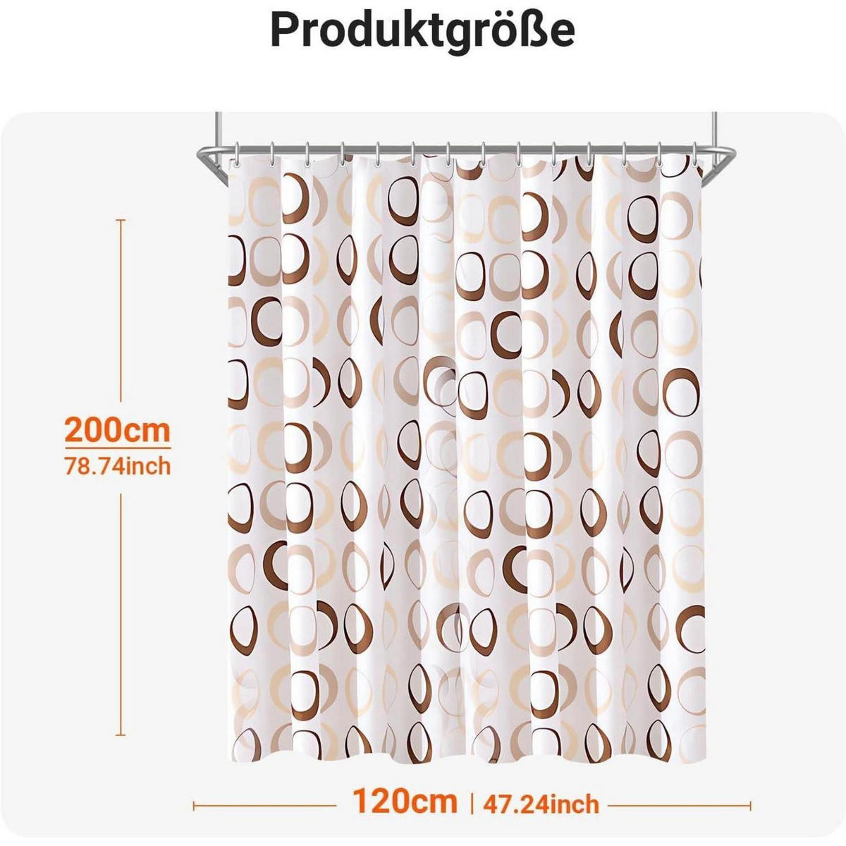 DUSCHVORHANG 120x200cm Kamelfarbe Kreis Wasserabweisend Waschbar Polyester - Multicolor, Textil (120/200cm)