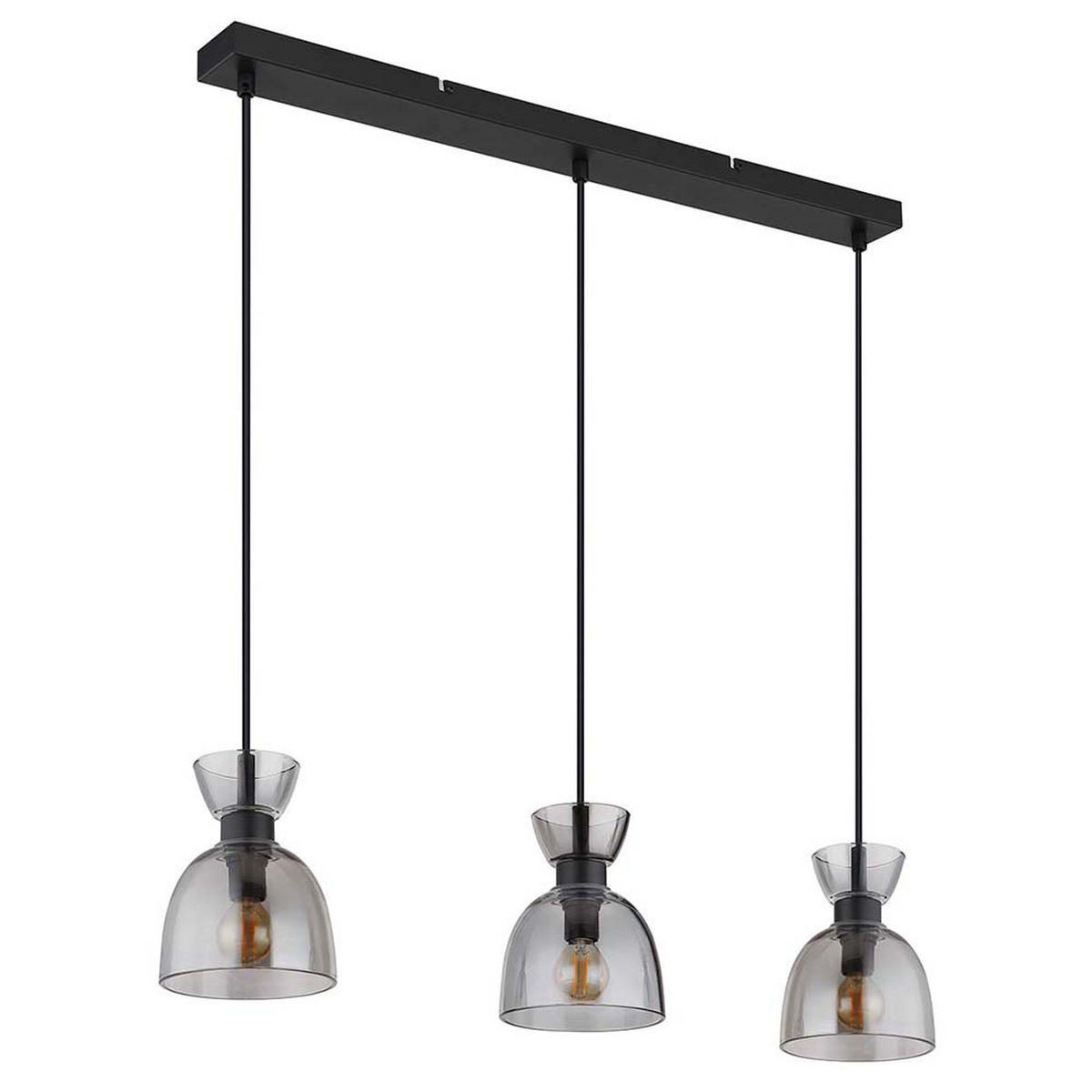LED PENDELLEUCHTE Metall Glas Grau rauchfarbe - Schwarz, Glas (65/13/120cm) - Globo Lighting