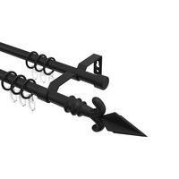 GARDINENSTANGE Olymp Matteo 200 cm, 2-läufig, 16 mm Ø Schwarz - Schwarz, Metall (200cm) - INTERDECO