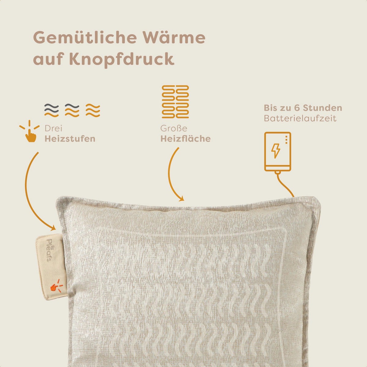 HEIZKISSEN Boho 45x45cm Dark Vanilla - Dunkelgelb, Textil (45/45cm) - Pleafs
