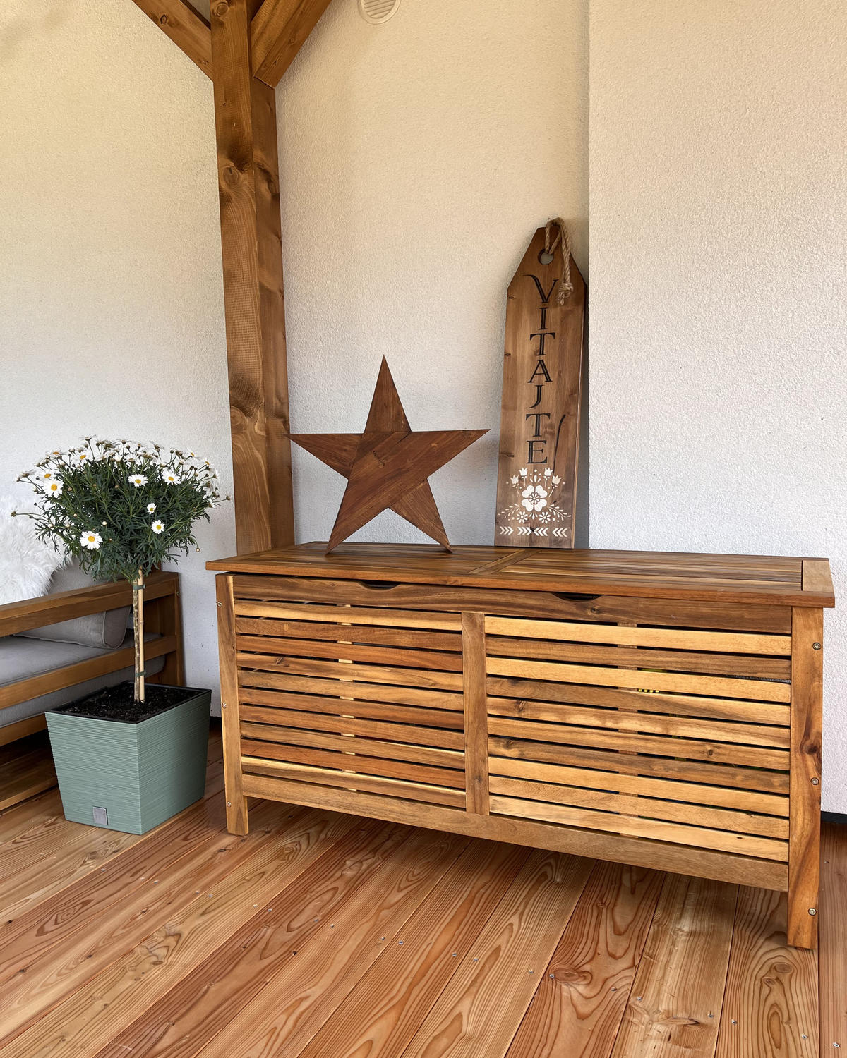 ÚLOŽNÝ BOX NA POLSTROVÁNÍ Akáciové dřevo světle hnědý 130/48 cm Riviera - světle hnědá, dřevo (130/64/48cm) - Beliani