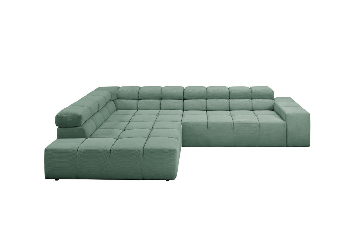 ECKSOFA MIT MOTORISCHEM SITZVORZUG NEVADA Grün Cord - Schwarz/Grün, Kunststoff/Textil (319/215cm) - KAWOLA