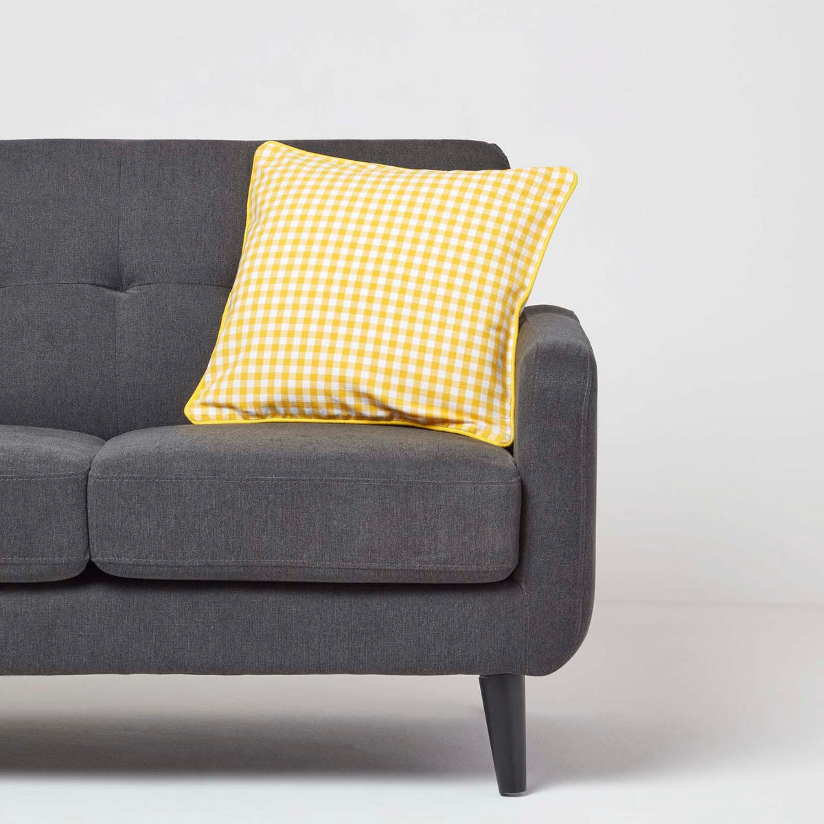 KISSENHÜLLE Vichy-Karo 45/45 cm, 100% Baumwolle - Gelb, Textil (45/45cm) - Homescapes