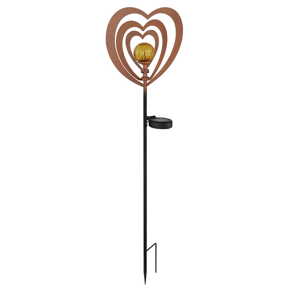 SOLARLEUCHTE LED Metall rostfarben Glaskugel matt - Schwarz, Glas (28/6/82cm) - Globo Lighting