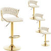 BARHOCKER 4er Set, mit geflochtener Rückenlehne, Samt, Creme - Goldfarben/Creme, Textil/Metall (48/83/46.5cm) - Woltu