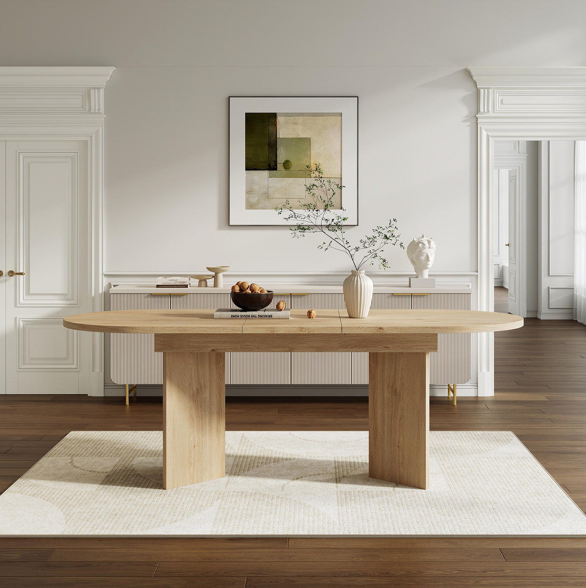 ESSTISCH aus MDF 160x80x75 cm Eichefarben ausziehbar mit abgerundeten Ecken und 18 mm Tischplatte - Eichefarben, Holzwerkstoff (160/80/75cm) - Modfu