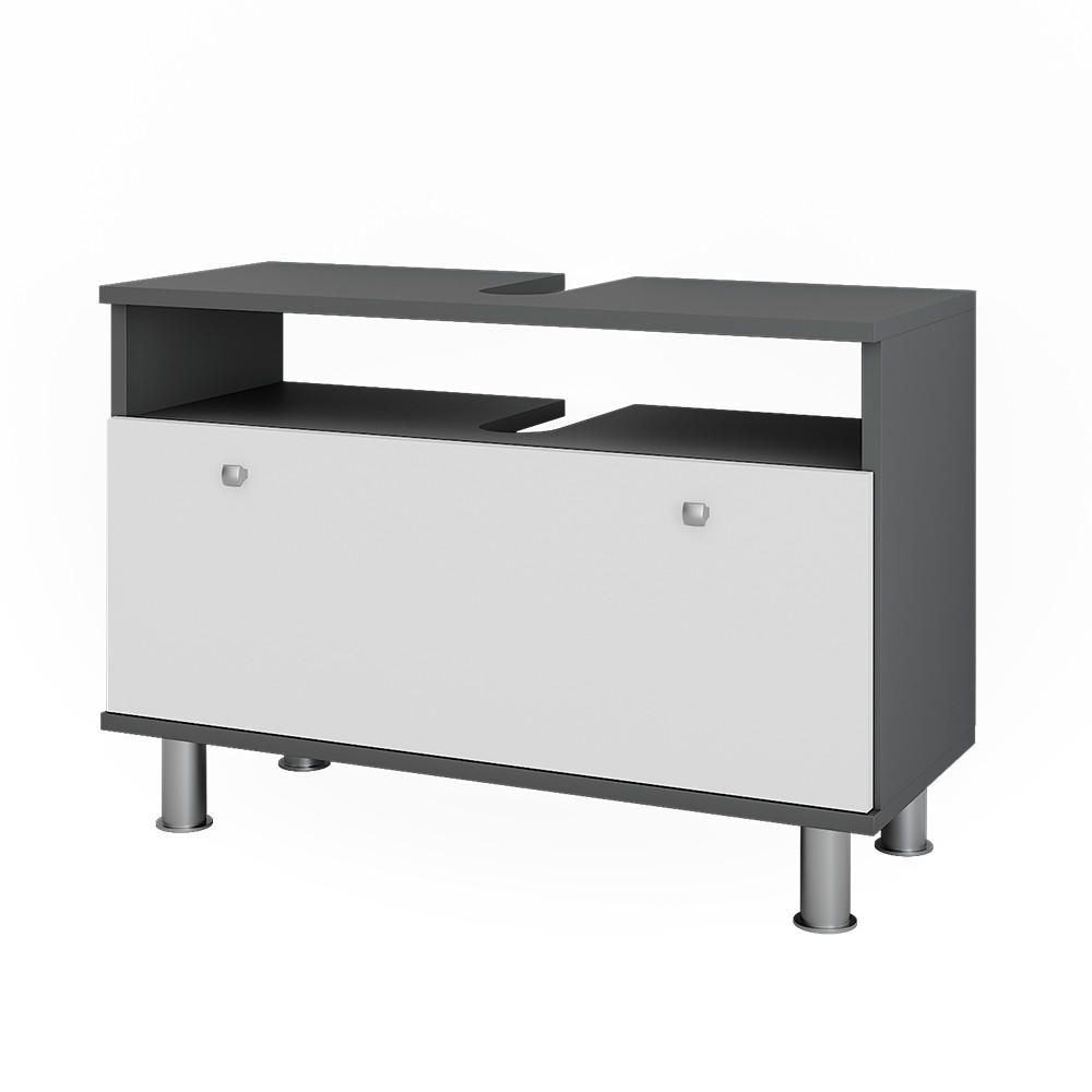 TVÄTTSTÄLLSSKÅP Fynn Vit högblank/antracit 80.2x54 cm med låda Vit högglans, Antracit 54/80.2/32 cm