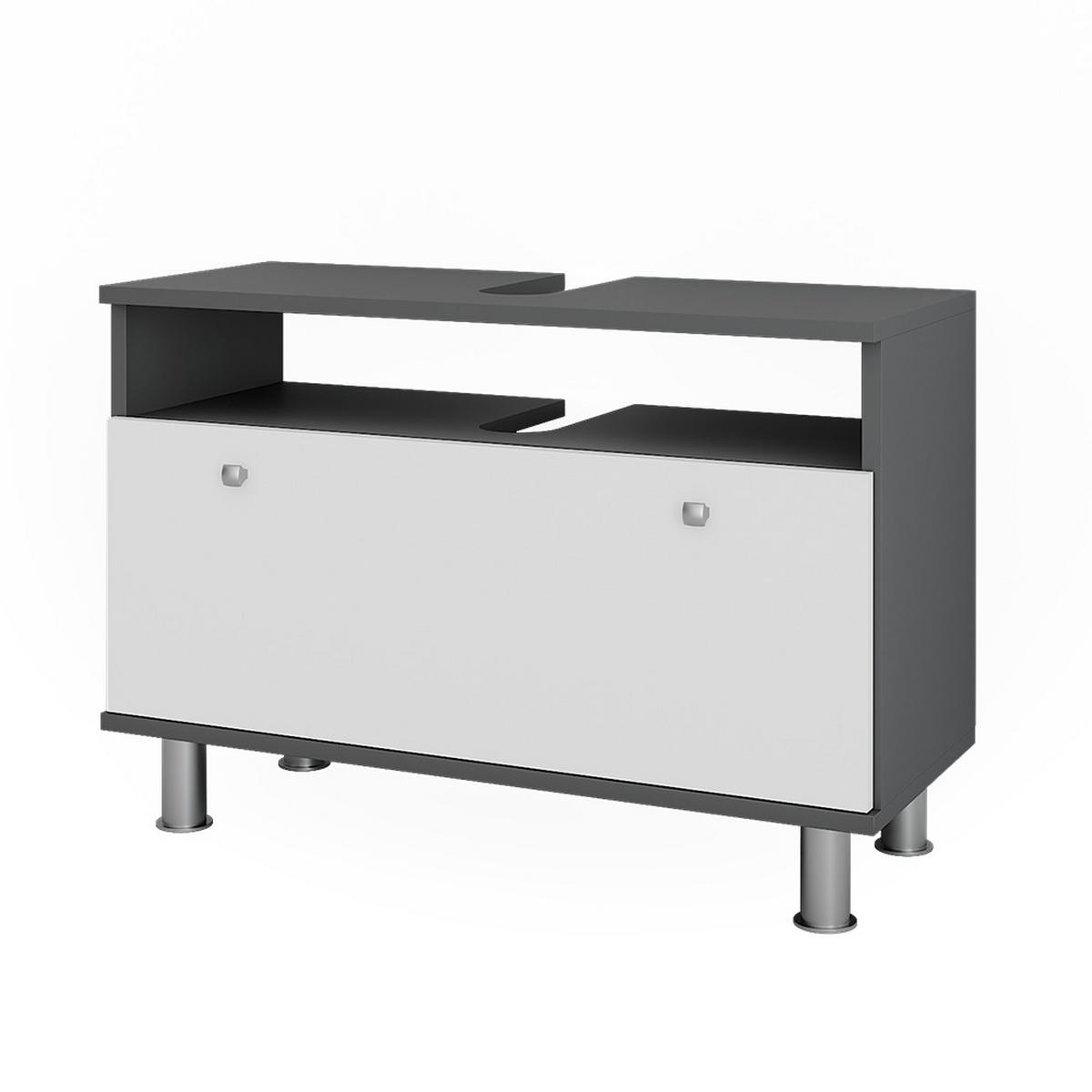 WASCHBECKENUNTERSCHRANK Fynn Anthrazit/Weiß Hochglanz 80.2 x 54 cm mit Schublade - Weiß Hochglanz/Anthrazit, Holzwerkstoff (80.2/54/32cm) - Vicco