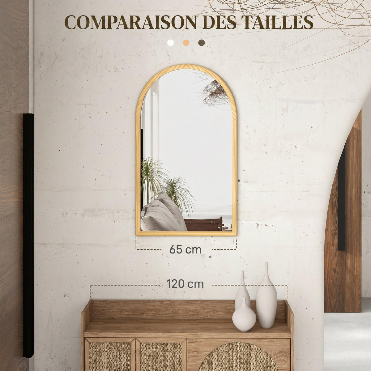 WANDSPIEGEL Naturfarben 65/110 cm - Naturfarben, Glas (65/110/3.5cm) - PANGIVO