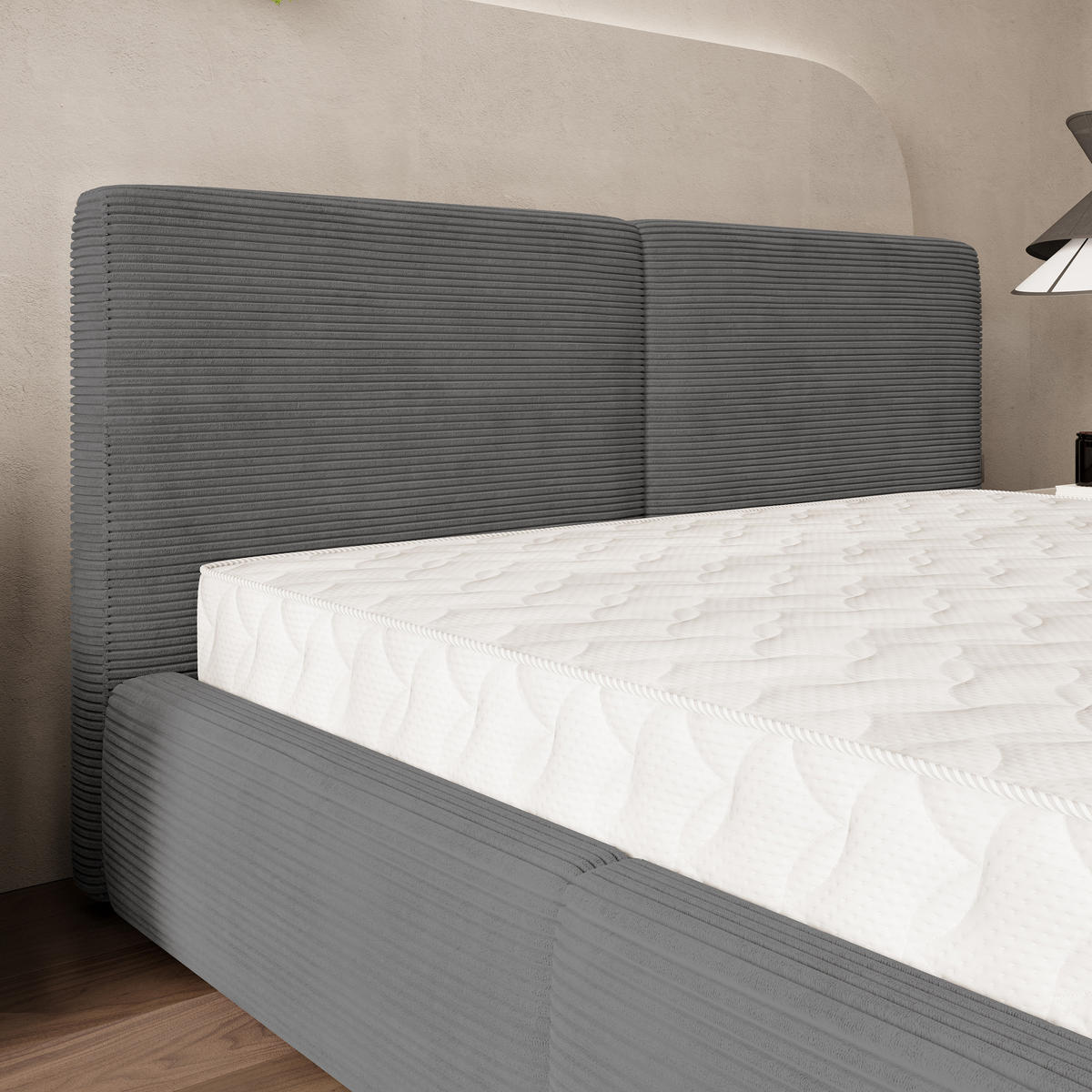 POLSTERBETT FELURO 160x200 cm mit Bettkästen - Grau - Grau, Holz (160/200cm) - MASSENO