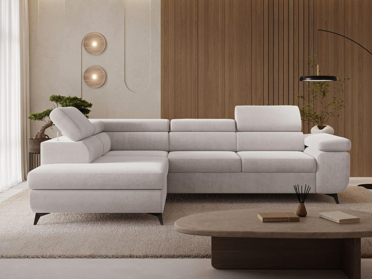 ECKSOFA Argon Grau Rechts - Schwarz/Grau, Holz/Textil (190/255cm) - Graingold